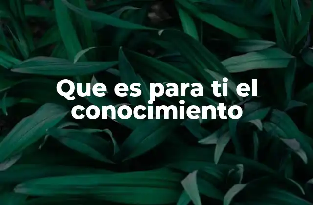 Que es para Ti el Conocimiento