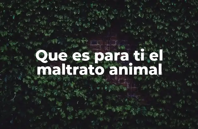 Que es para Ti el Maltrato Animal