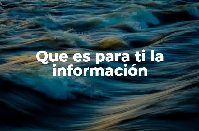 Que es para Ti la Información