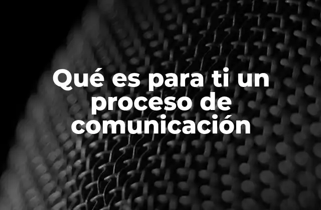 Qué es para Ti un Proceso de Comunicación