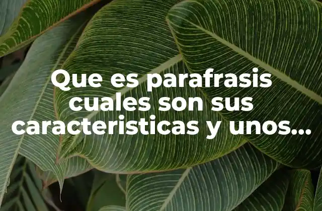 Que es Parafrasis Cuales Son Sus Caracteristicas y unos Ejemples
