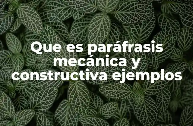 Que es Paráfrasis Mecánica y Constructiva Ejemplos