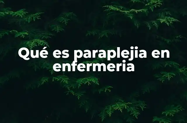 Qué es Paraplejia en Enfermeria