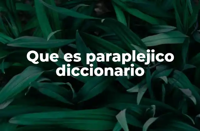 Que es Paraplejico Diccionario