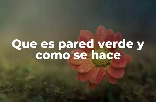 Que es Pared Verde y como Se Hace