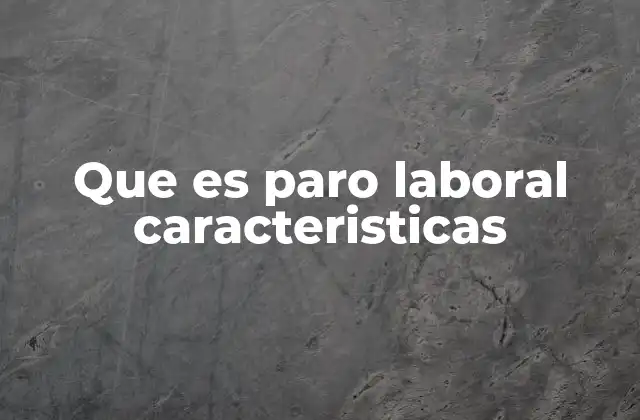 Que es Paro Laboral Caracteristicas