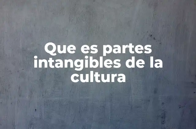 Que es Partes Intangibles de la Cultura