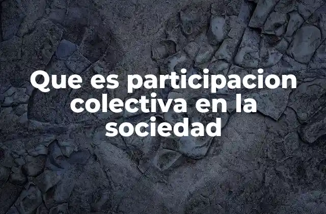 Que es Participacion Colectiva en la Sociedad