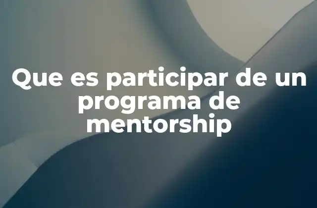 Que es Participar de un Programa de Mentorship
