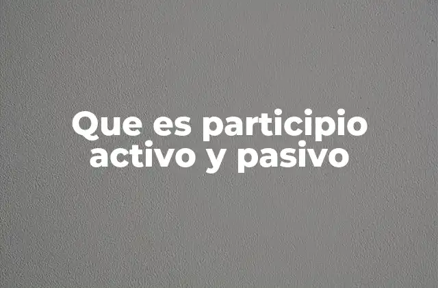 Que es Participio Activo y Pasivo