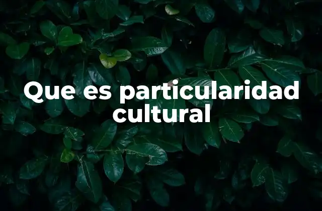 Que es Particularidad Cultural
