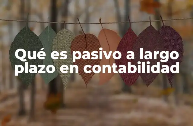 Qué es Pasivo a Largo Plazo en Contabilidad