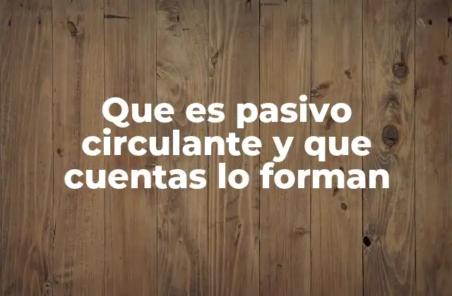 Que es Pasivo Circulante y que Cuentas Lo Forman