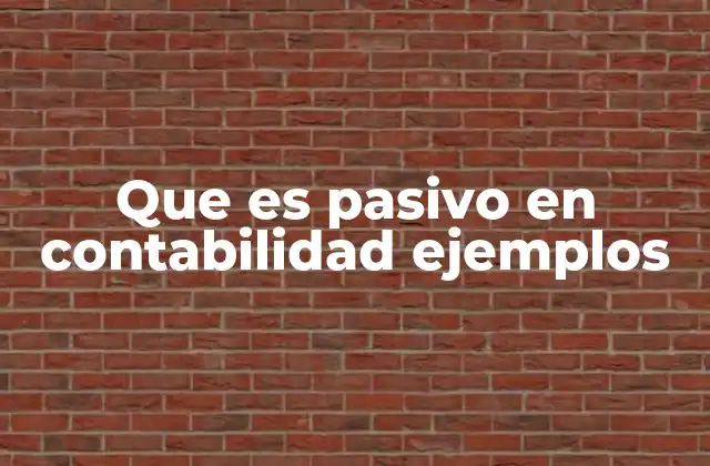Que es Pasivo en Contabilidad Ejemplos
