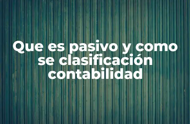 Que es Pasivo y como Se Clasificación Contabilidad