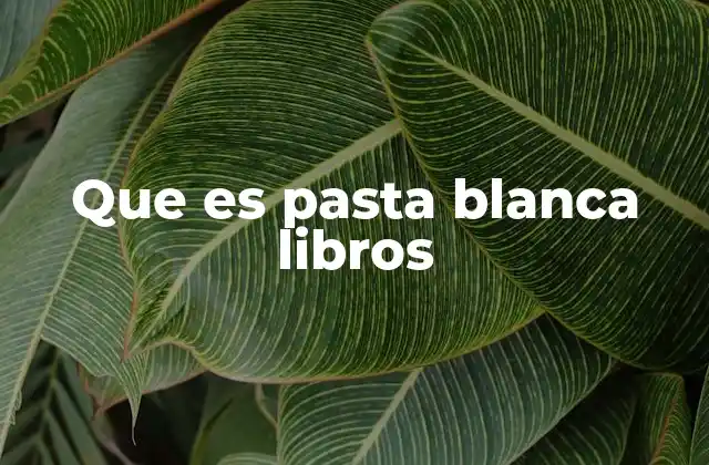 Que es Pasta Blanca Libros