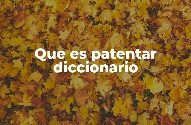 Que es Patentar Diccionario