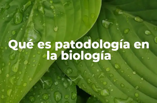 Qué es Patodología en la Biología