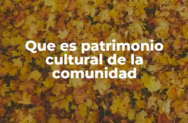 Que es Patrimonio Cultural de la Comunidad