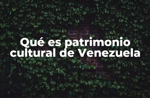Qué es Patrimonio Cultural de Venezuela