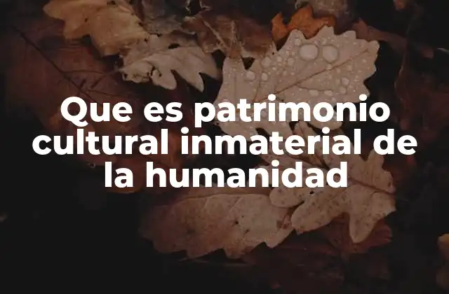 Que es Patrimonio Cultural Inmaterial de la Humanidad
