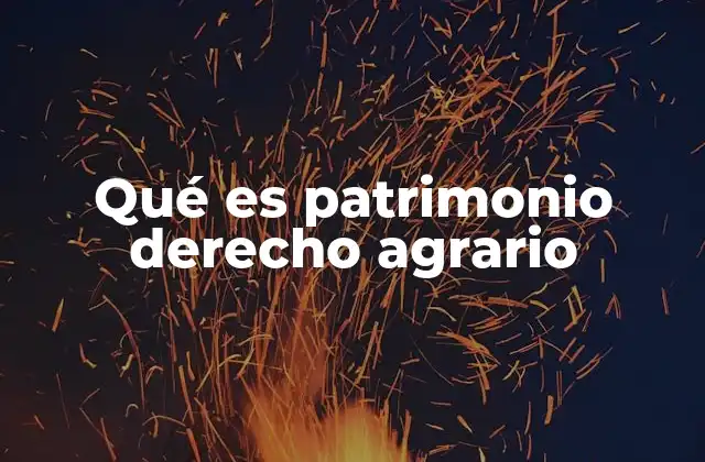 Qué es Patrimonio Derecho Agrario
