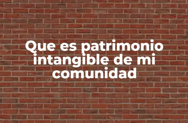 Que es Patrimonio Intangible de Mi Comunidad