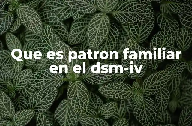 Que es Patron Familiar en el Dsm-iv