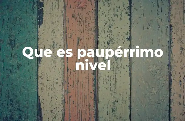 Que es Paupérrimo Nivel