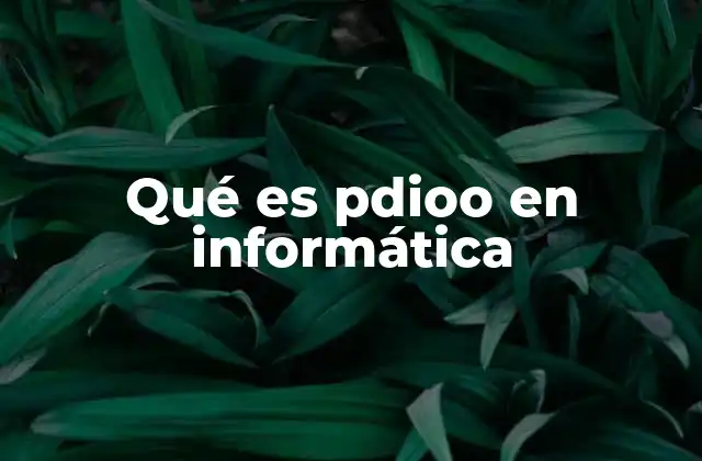 Qué es Pdioo en Informática