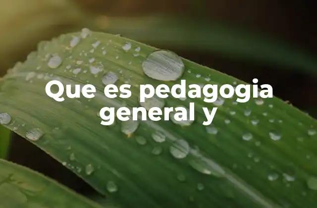 Que es Pedagogia General y