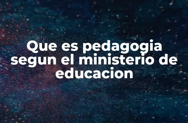 Que es Pedagogia Segun el Ministerio de Educacion