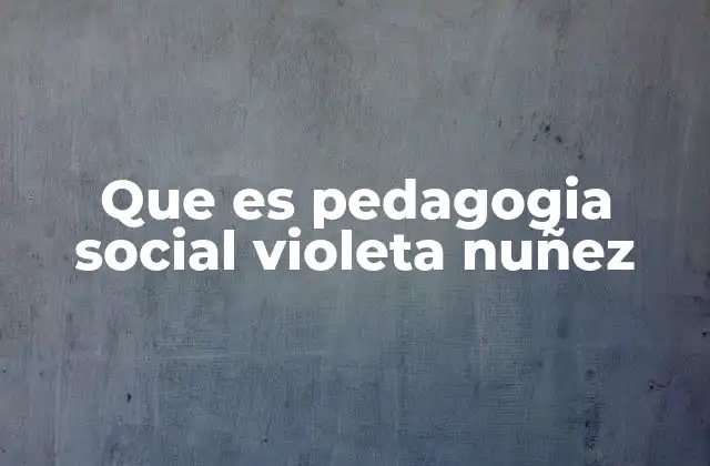 Que es Pedagogia Social Violeta Nuñez
