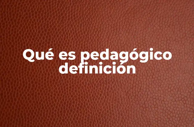 Qué es Pedagógico Definición