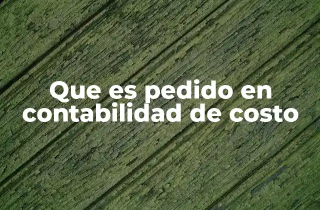 Que es Pedido en Contabilidad de Costo