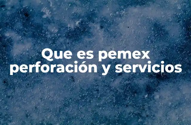 Que es Pemex Perforación y Servicios