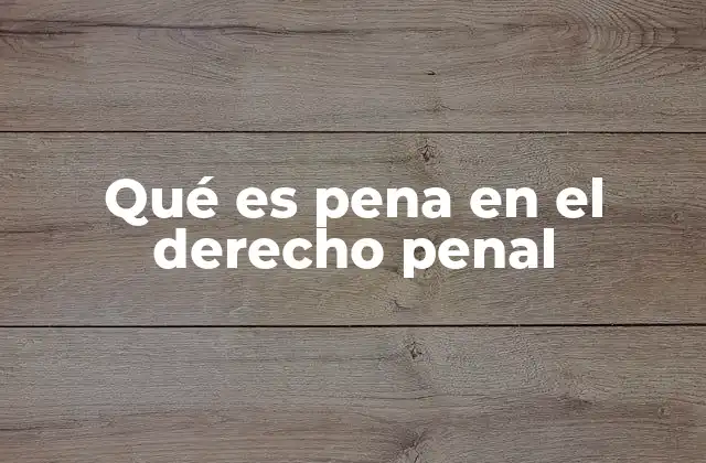 Qué es Pena en el Derecho Penal