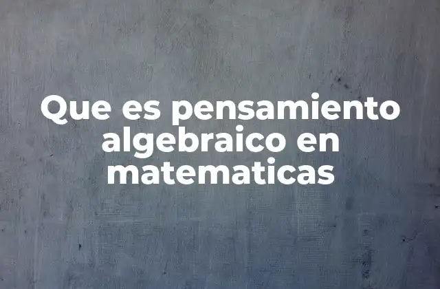 Que es Pensamiento Algebraico en Matematicas
