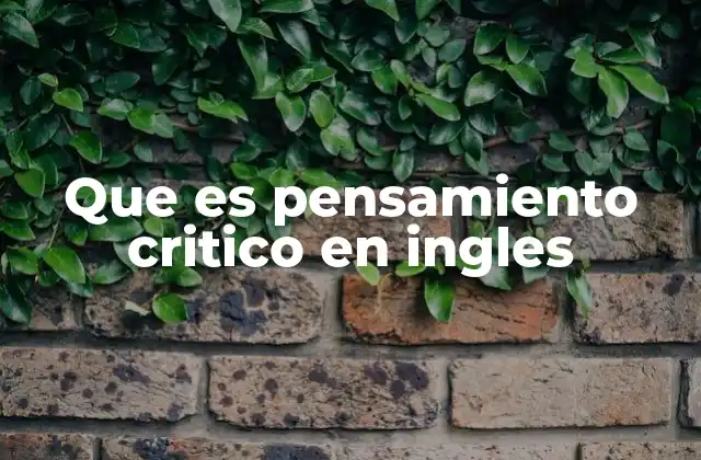 Que es Pensamiento Critico en Ingles