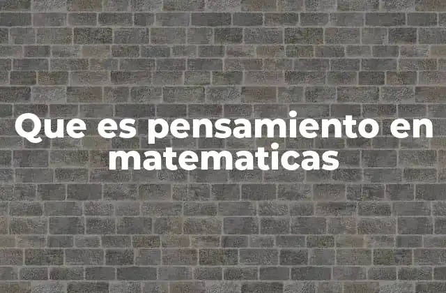 Que es Pensamiento en Matematicas