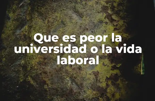 Que es Peor la Universidad o la Vida Laboral