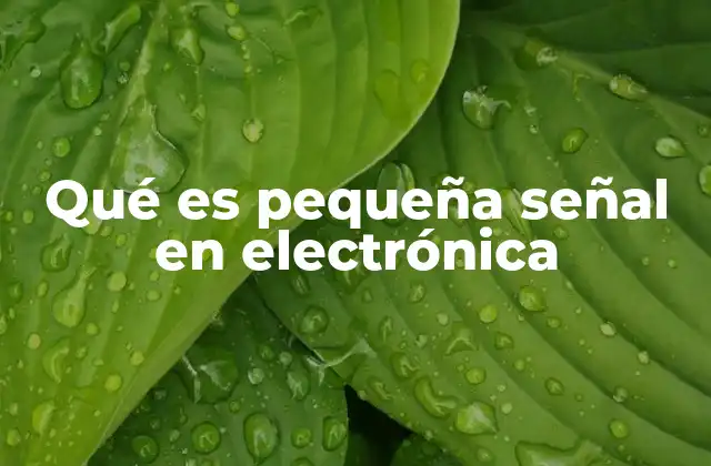 Qué es Pequeña Señal en Electrónica