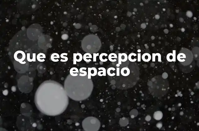 Que es Percepcion de Espacio