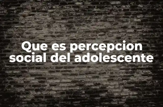 Que es Percepcion Social Del Adolescente