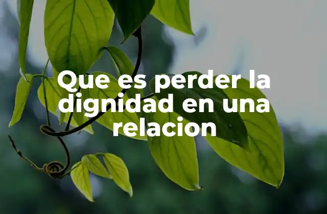 Que es Perder la Dignidad en una Relacion