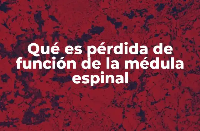 Qué es Pérdida de Función de la Médula Espinal