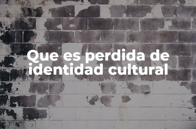 Que es Perdida de Identidad Cultural