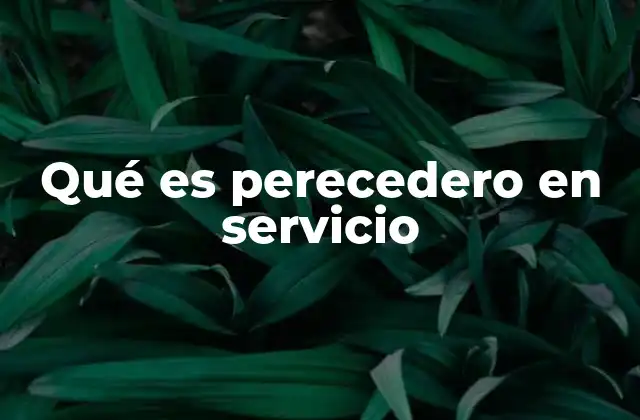Qué es Perecedero en Servicio