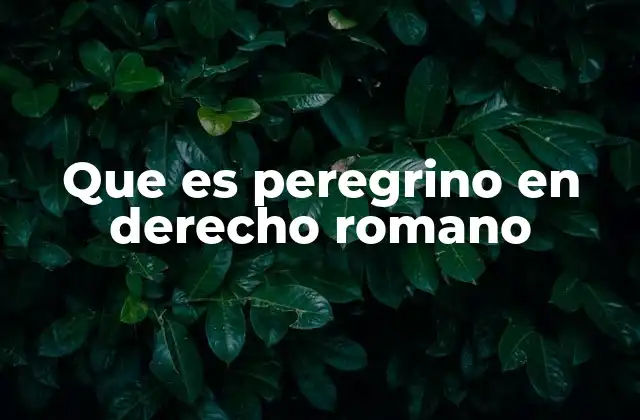 Que es Peregrino en Derecho Romano
