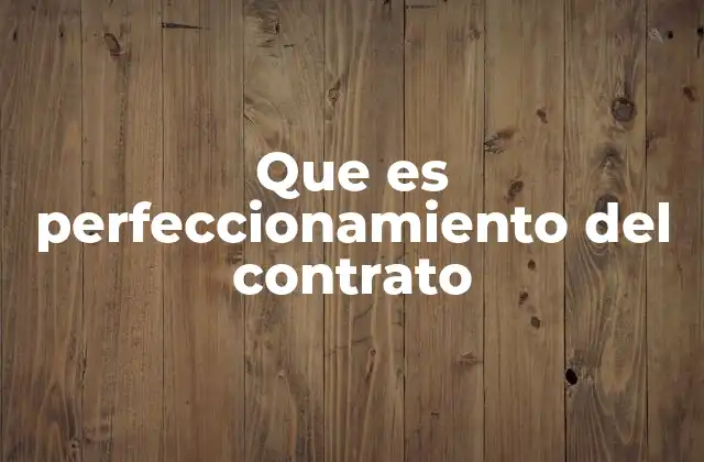 Que es Perfeccionamiento Del Contrato